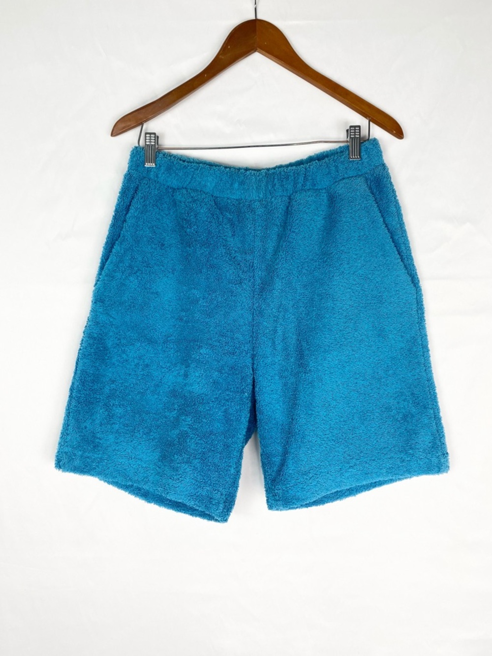 Simone Fan The Long Shorts Plush Terry Size Medium Blue Pockets